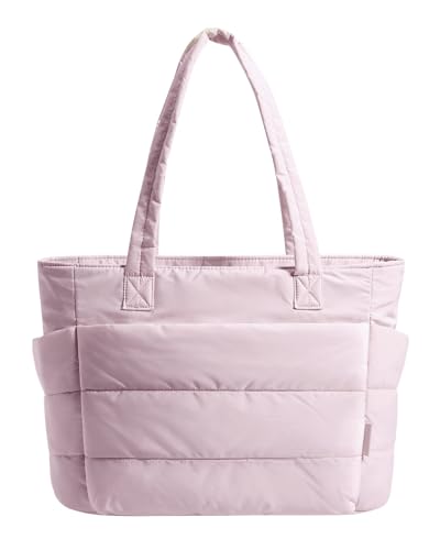 BAGSMART Tote Bag for Women, Lightweight Puffy Tote Bag with Compartments Quilted Shoulder Bag Handbag for Travel, Work, Gym