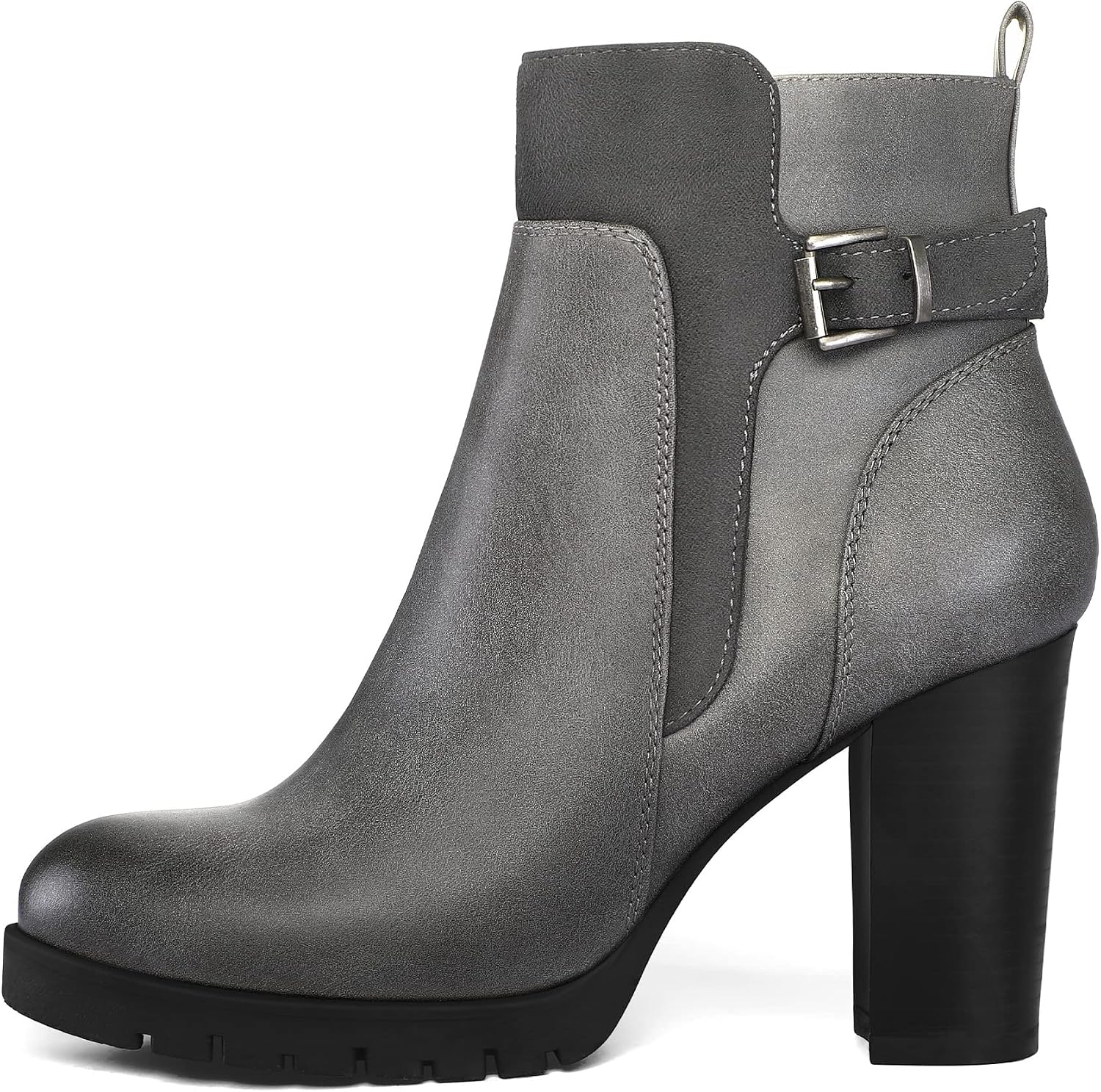 mysoft Women's Ankle Boots Chunky Stacked Heel