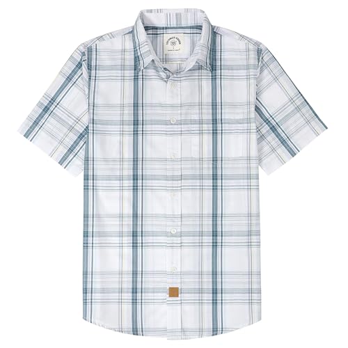 Dubinik Mens Short Sleeve Button Down Shirts Soft Breathable Summer Vintage Regular Fit Lightweight Men's Casual Shirt