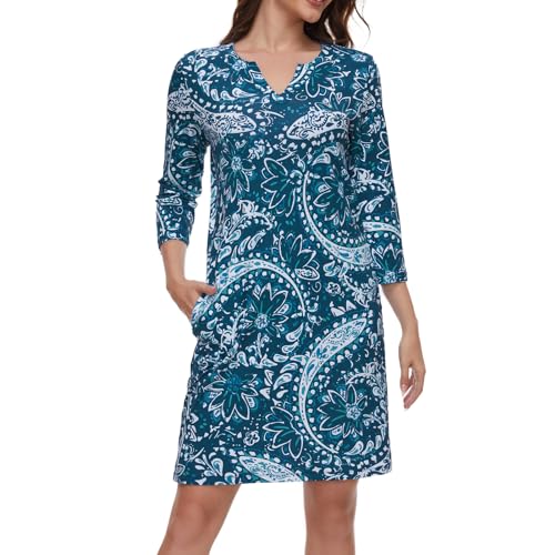 Lightbare Womens 3/4 Sleeve Dress (Solid)