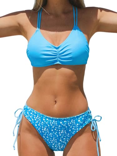 CUPSHE Women's 2 Piece Bikini Set Back Braided Straps with Reversible Bottom