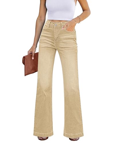GRAPENT Womens Flare Jeans High Waisted Wide Leg Baggy Jean for Women Stretch Denim Pants