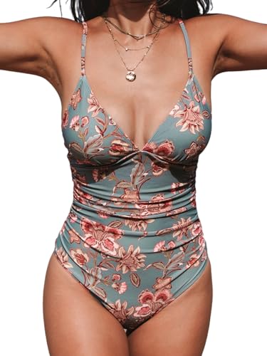 CUPSHE One Piece Tummy Control V Neck
