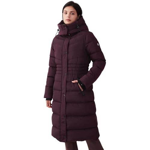 IKAZZ Women's Winter Coats, Thickened Warm Insulated Vegan Down Long Parka Jacket with Hood