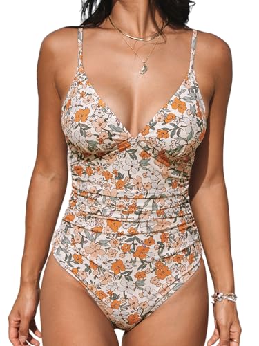 CUPSHE Women's One Piece Swimsuit Tummy Control V Neck Bathing Suits