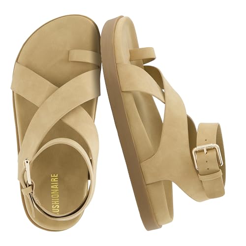 CUSHIONAIRE Entry Womens Ankle Wrap Molded Footbed Sandal with Adjustable Strap | Non-Slip Outsole | Womens Platform Sandals | Comfortable Summer Shoes | Wide Widths Available