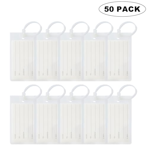 50 Pack Luggage Tags for Suitcases, Airplane Travel Essentials for Flying, International Travel Must Haves, and Luggage Accessories by Sodsay