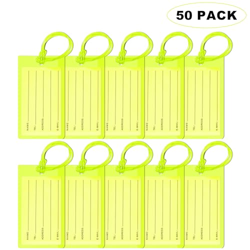 50 Pack Luggage Tags for Suitcases, Airplane Travel Essentials for Flying, International Travel Must Haves, and Luggage Accessories by Sodsay