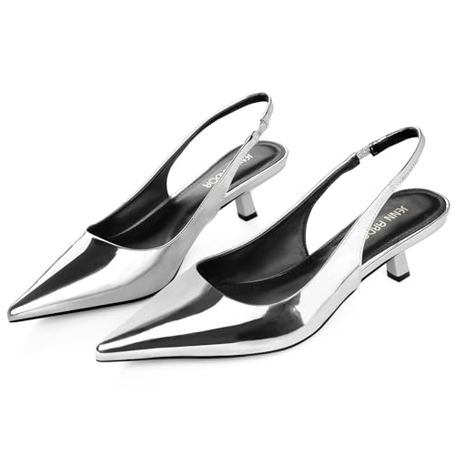 JENN ARDOR Slingback Heels for Women Low Heels Dress Shoes Kitten Pumps Dressy Heeled Sandals Wide Width Fashion Casual Shoes