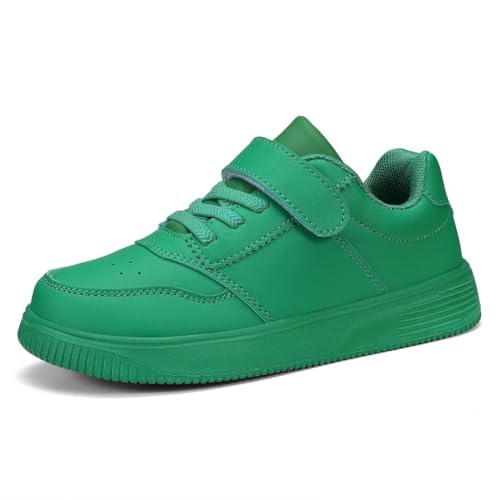 DSWED Unisex-Child Leather Lightweight Breathable Knit Athletic Running Sneakers for Kids Shoes for Boys Girls