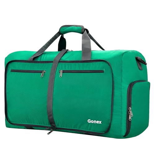 Gonex 40L 60L 80L 100L 150L Large Foldable Travel Duffle Bag with Shoes Compartment, Packable Lightweight Water Repellent Duffel Bag for Camping Gym Weekender Bag