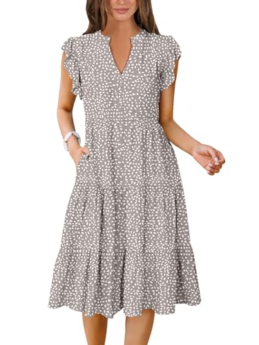 ANRABESS Ruffle Sleeve Tiered Midi