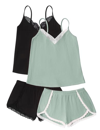 Ekouaer Lace Cami Shorts