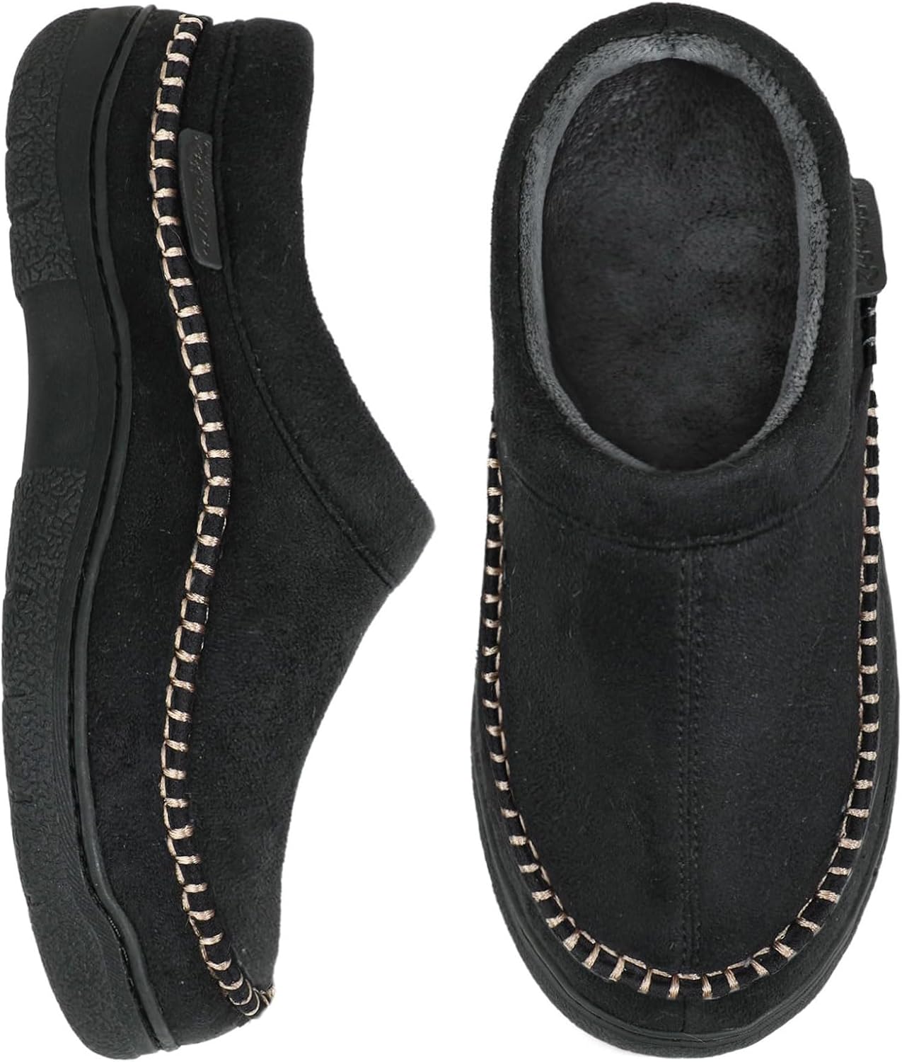 Zigzagger Men's Slip On Moccasin Slippers, Indoor/Outdoor Warm Fuzzy Comfy House Shoes, Fluffy Wide Loafer Slippers