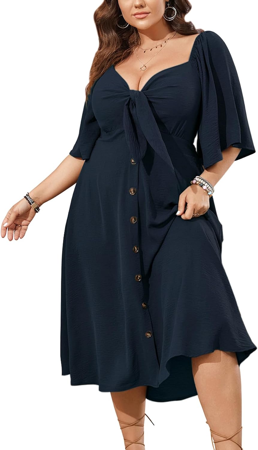 SCOMCHIC Smocked Midi Dress