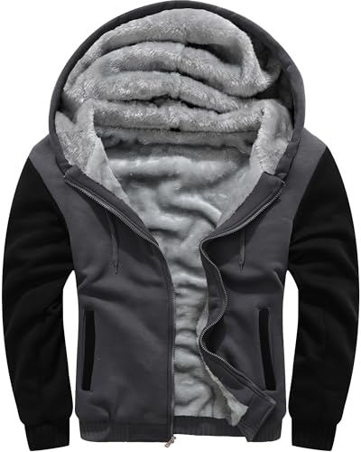 MACHLAB Men's Pullover Winter Workout Fleece Hoodie Jackets Full Zip Wool Warm Thick Coats