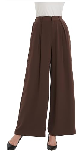 Tronjori Women High Waist Casual Wide Leg Long Palazzo Pants Trousers Regular Size