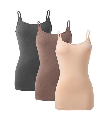 DAVID ARCHY Camisole Tops for Women Bamboo Rayon Soft Breathable Women's Undershirts 3 Pack Layering, Lounge, Sleepwear