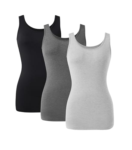 DAVID ARCHY Camisole Tops for Women Bamboo Rayon Soft Breathable Women's Undershirts 3 Pack Layering, Lounge, Sleepwear