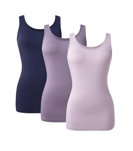 DAVID ARCHY Camisole Tops for Women Bamboo Rayon Soft Breathable Women's Undershirts 3 Pack Layering, Lounge, Sleepwear