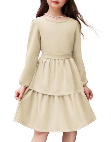 Arshiner Girls Dress Fall Sparkly Glitter Puff Sleeves Layer Party Dresses with Belt