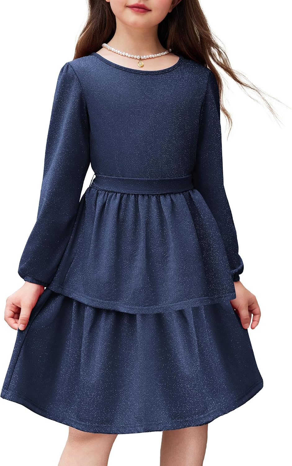 Arshiner Glitter Puff Dress
