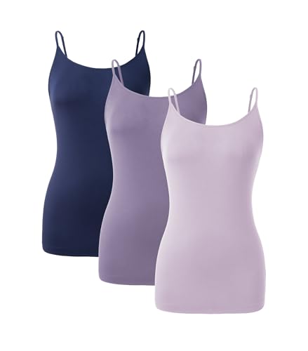 DAVID ARCHY Camisole Tops for Women Bamboo Rayon Soft Breathable Women's Undershirts 3 Pack Layering, Lounge, Sleepwear