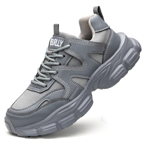 Hogent Steel Toe Shoes for Women Men Wide Non Slip Composite Work Sneakers Indestructible Comfortable Safety Tennis Shoes Lightweight Breathable Construction Sneakers Puncture Proof Ergonomic Design