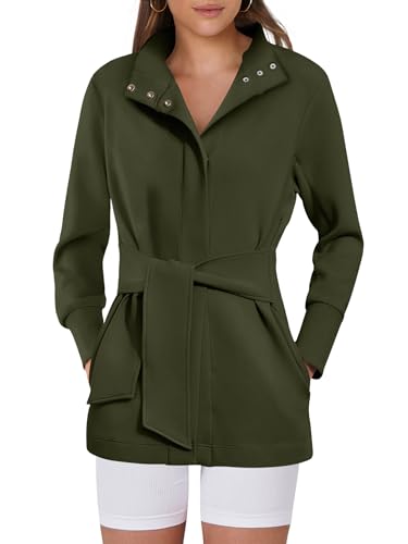ANRABESS Women's Jacket Belted Long Sleeve Wrap Trench Coat 2025 Fall Winter Casual Dressy Travel Outerwear with Pockets