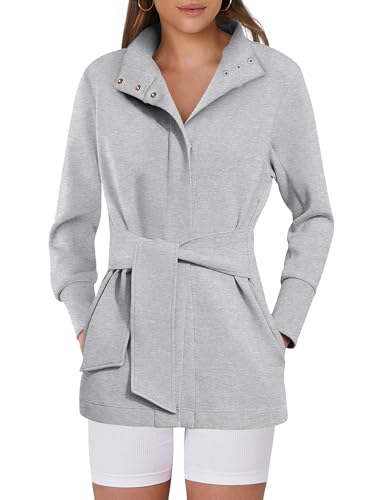 ANRABESS Women's Jacket Belted Long Sleeve Wrap Trench Coat