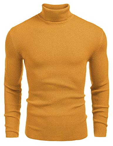 COOFANDY Mens Ribbed Slim Fit Knitted Pullover Casual Turtleneck Sweater