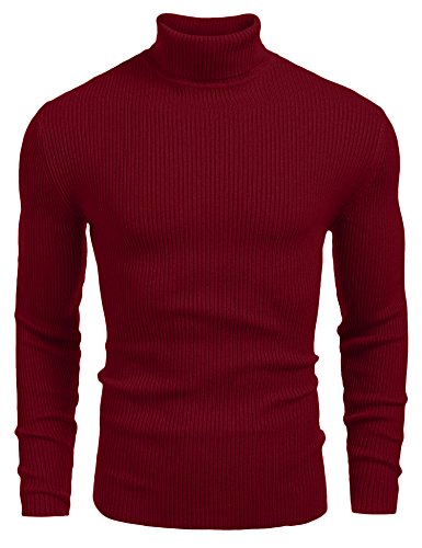 COOFANDY Mens Ribbed Slim Fit Knitted Pullover Casual Turtleneck Sweater