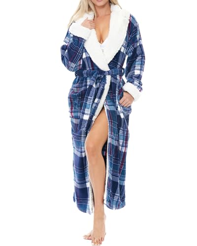 Alexander Del Rossa Sherpa Robe (Purple Tartan)