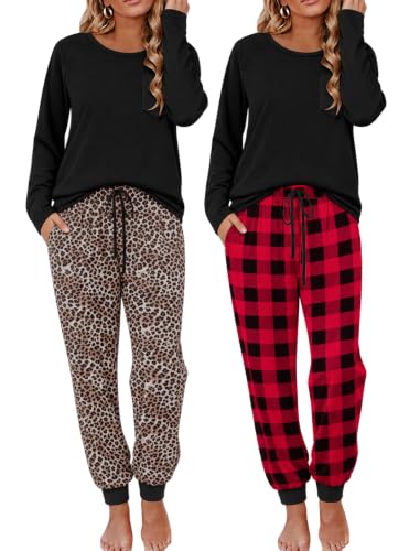 Ekouaer 2 Pack Women's Pajamas Set
