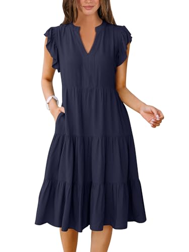 ANRABESS Pleated Tiered Midi