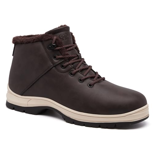 Mens Winter Snow Boots Water Resistant Warm Fur Lined Anti Slip Work Ankle Shoes Casual Lightweight Hiking Outdoor Trekking Boot