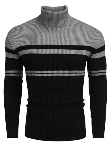 COOFANDY Mens Ribbed Slim Fit Knitted Pullover Casual Turtleneck Sweater