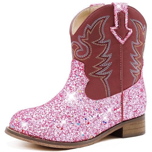 Toddler Cowgirl Boots Glitter Girls Cowboy Boots Ankle Toddler Boot Little Kid Western Horse Riding Shoes Party Birthday Dress Up