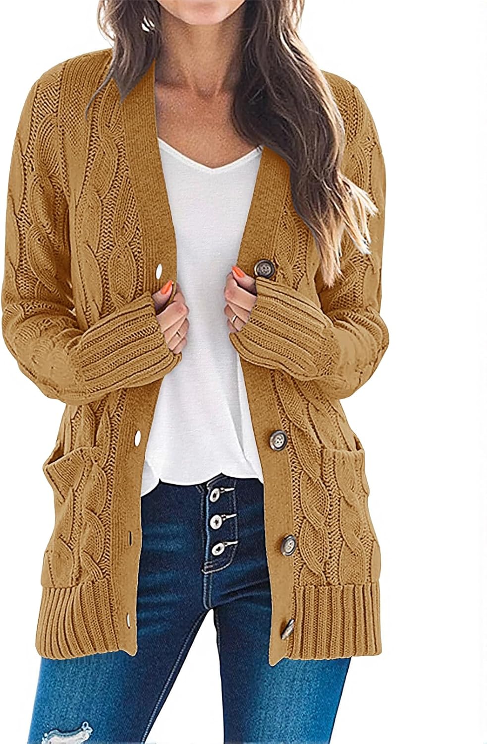 MEROKEETY Premium Cable Knit Cardigan