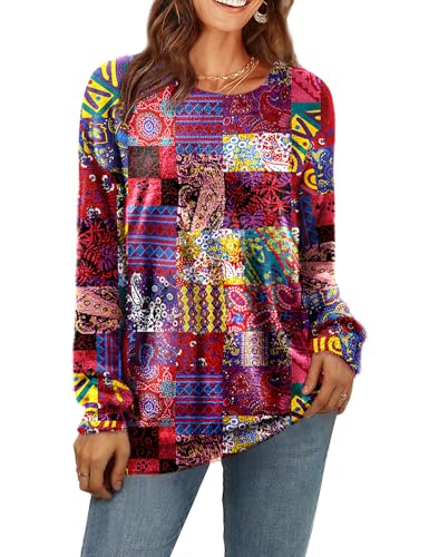 YESNO Women Christmas Sweater Graphic Printed Oversized Pullover Sweaters Casual Loose Knit Tops S01