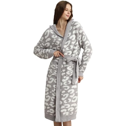 MH MYLUNE HOME Ultra Soft Robe With Pockets, Spa Bathrobe Loungewear Calf-Length, Plush Fuzzy Fluffy Wrap Robe for Women