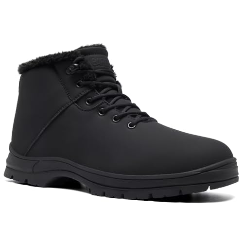 Mens Winter Snow Boots Water Resistant Warm Fur Lined Anti Slip Work Ankle Shoes Casual Lightweight Hiking Outdoor Trekking Boot