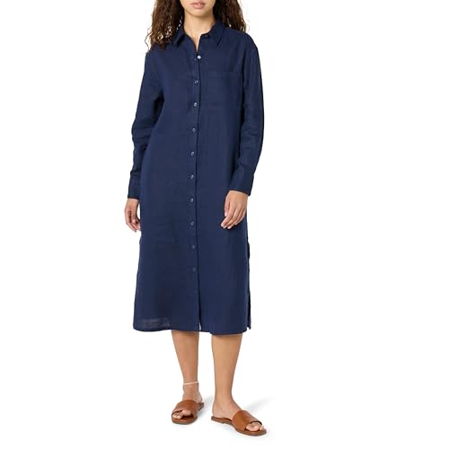 The Drop Women's Fiona Relaxed Linen Midi Shirt Dress