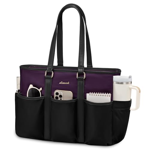 LOVEVOOK Teacher Nurse Tote Bag for Women Work, 15.6 Inch Laptop Bag for Women, Utility Everything Bag For Travel College Daily, Professional Computer Purse Large Handbag With Multi Pockets