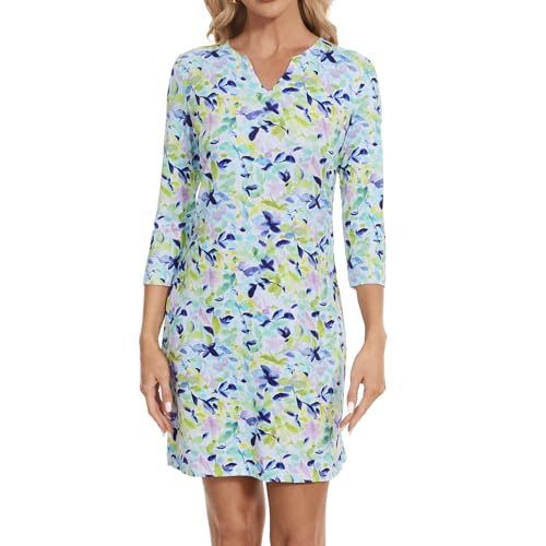 Lightbare Womens 3/4 Sleeve Dress (Striped)