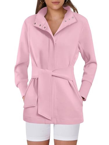 ANRABESS Women's Jacket Belted Long Sleeve Wrap Trench Coat 2025 Fall Winter Casual Dressy Travel Outerwear with Pockets
