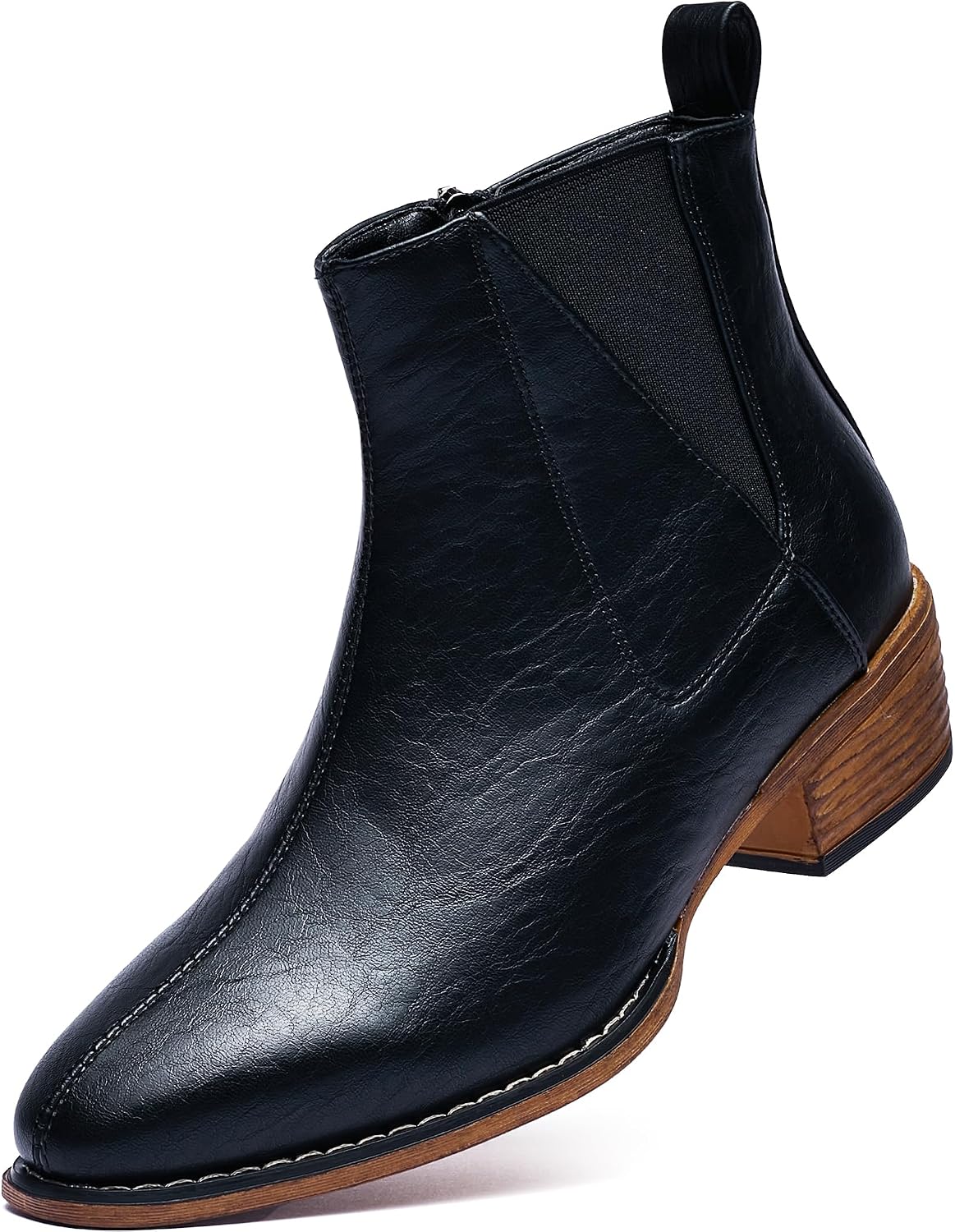 Women's Ankle Boots Mid-height Heels Chelsea Zipper Dressy Booties