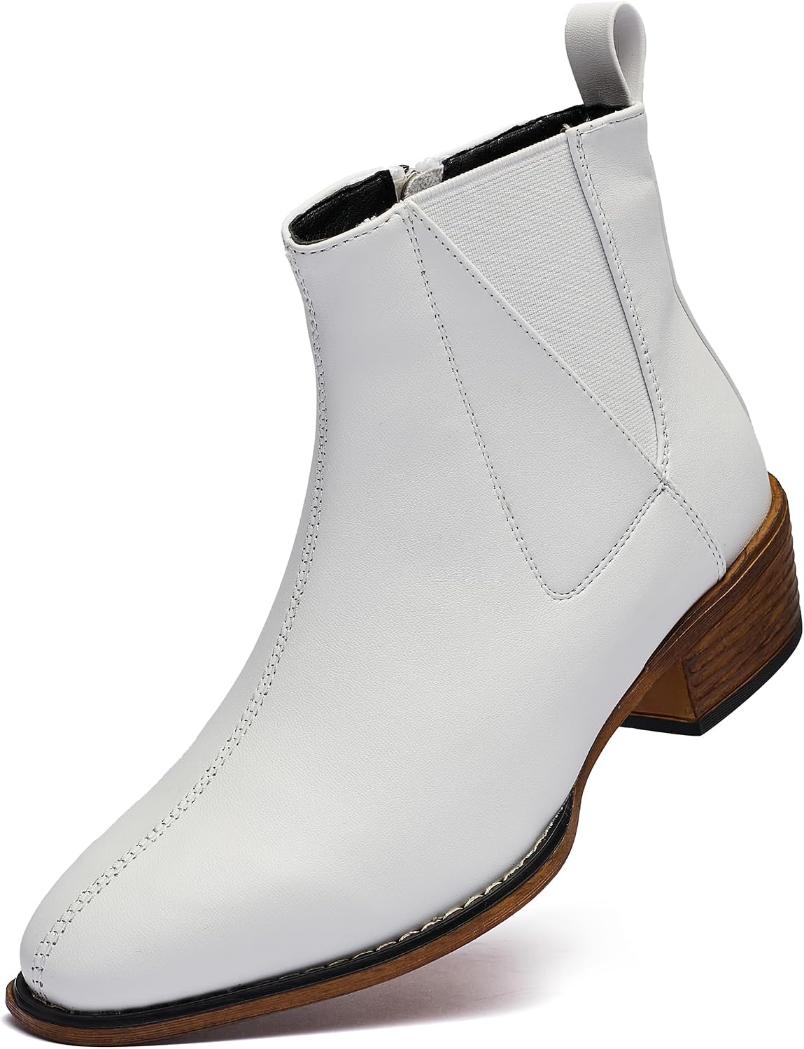 Women's Ankle Boots Mid-height Heels Chelsea Zipper Dressy Booties