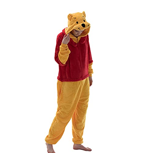 COSUSKET Snug Fit Unisex Adult Onesie Pajamas, Flannel Bear One Piece Halloween Costume Sleepwear Homewear