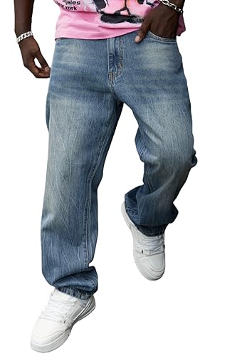Men's Non-Stretch Regular Fit Straight-Leg Denim Pants Jeans